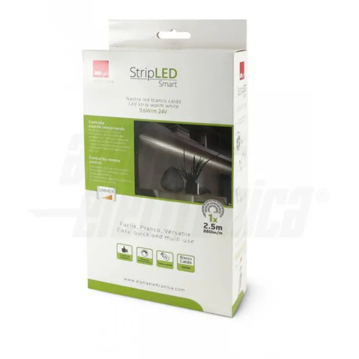 Kit nastro LED bianco caldo 9,6 W/m 24 Vdc 1 x 2,5m con alimentatore e controller - plug and play