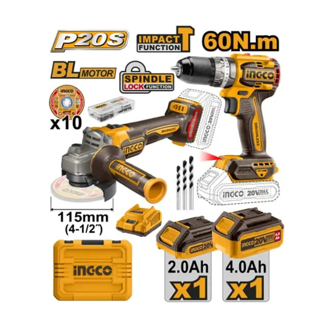 Kit smerigliatrice CAGLI21154 + trapano CIDLI20602