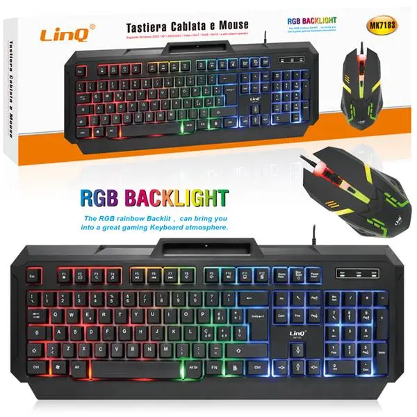KIT TASTIERA E MOUSE GAMING RGB USB PN