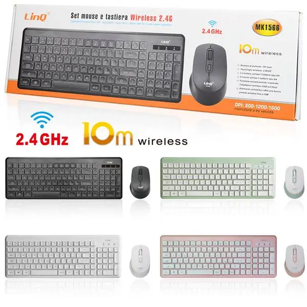 KIT TASTIERA E MOUSE WIRELESS 2.4GHZ BIANCA PN