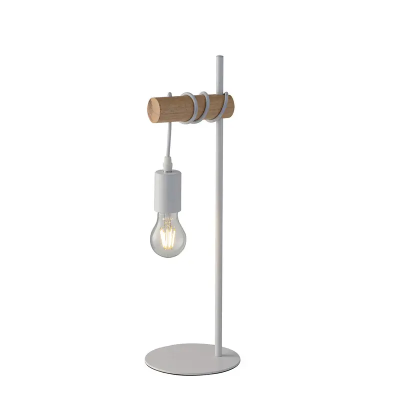 Lampada da tavolo ARIZONA in legno naturale e metallo bianco 1XE27 16X50 5 CM