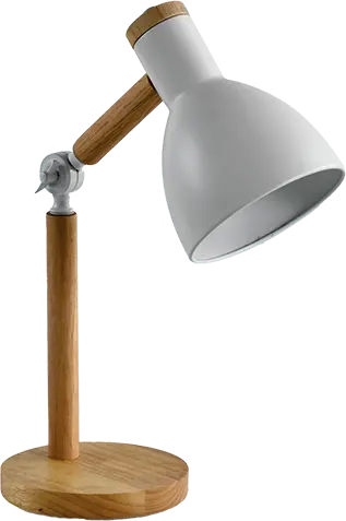Lampada da Tavolo Imperia Woody con finitura in legno con portalampade E27 con braccio snodabile bianca 300930