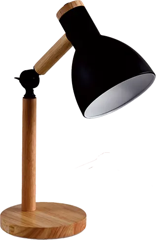 Lampada da Tavolo Imperia Woody con finitura in legno con portalampade E27 con braccio snodabile nera 300923