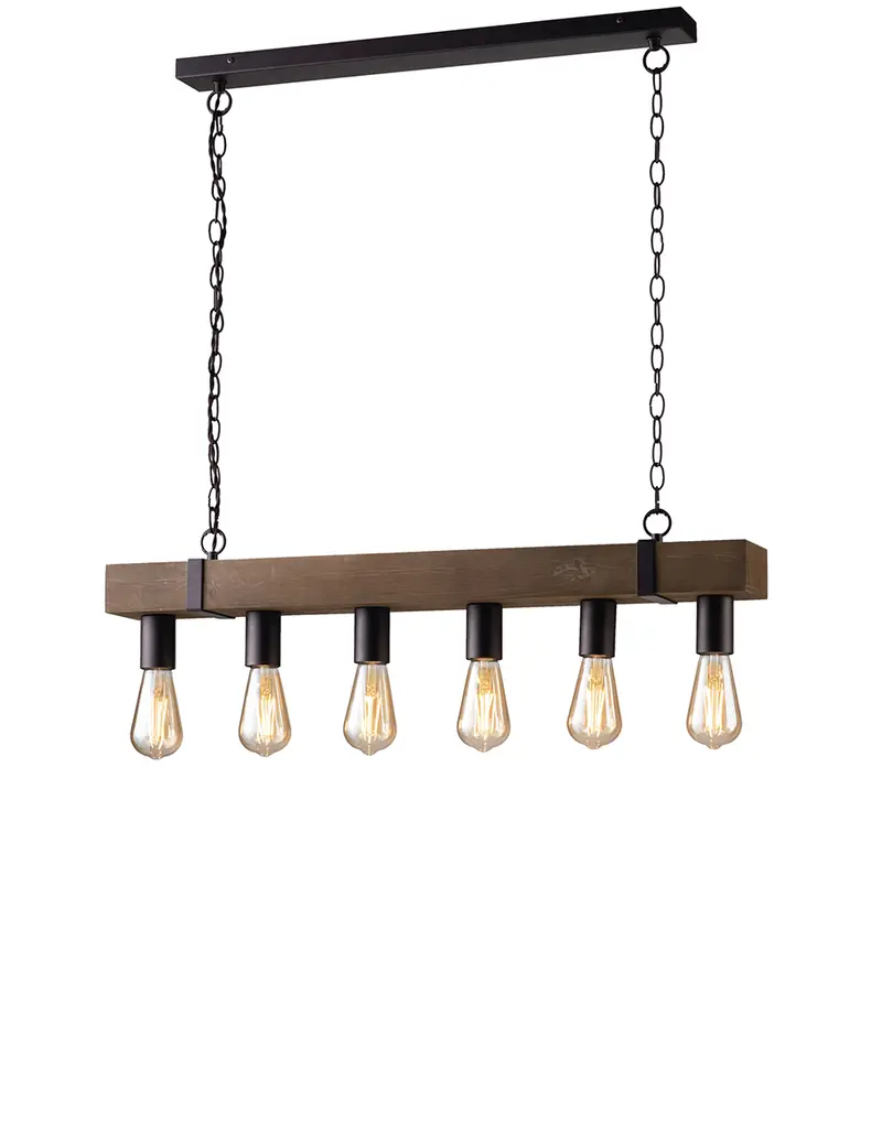 Lampada SOSPENSIONE TEXAS LEGNO 6XE27 80X10X135CM I-TEXAS-S6