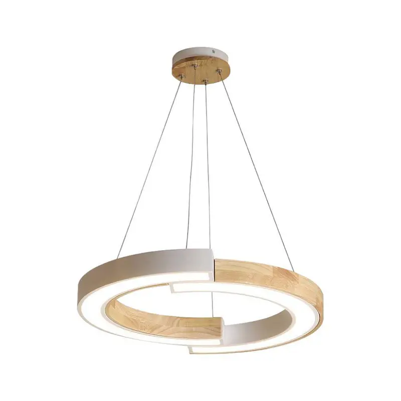 Lampadario LED V-TAC a Sospensione con 2 Mezzaluna 32W 4000LM  in Legno Colore Bianco 43*37*112cm 4000K luce naturale SKU 10089 VT-7828