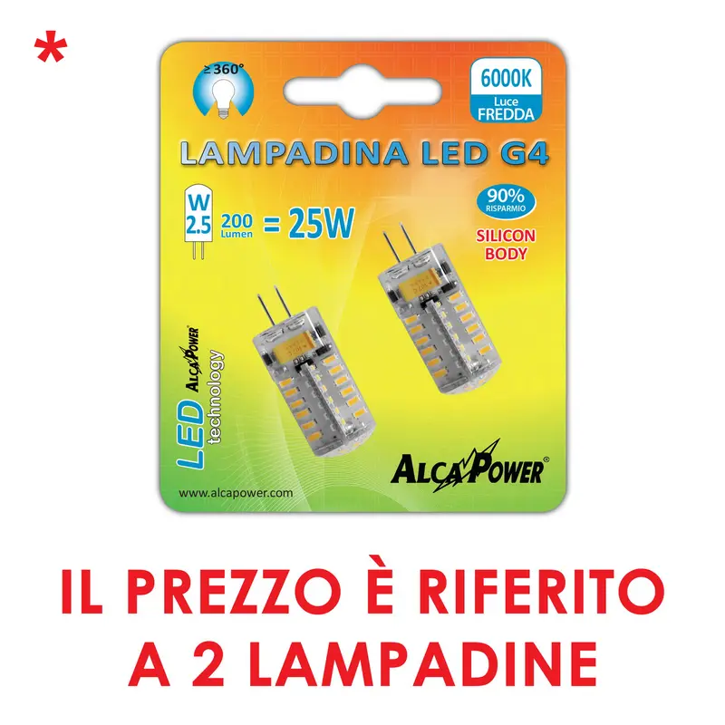 Lampadina LED bispina g4 200 lm 6000 K - blister 2 pz.