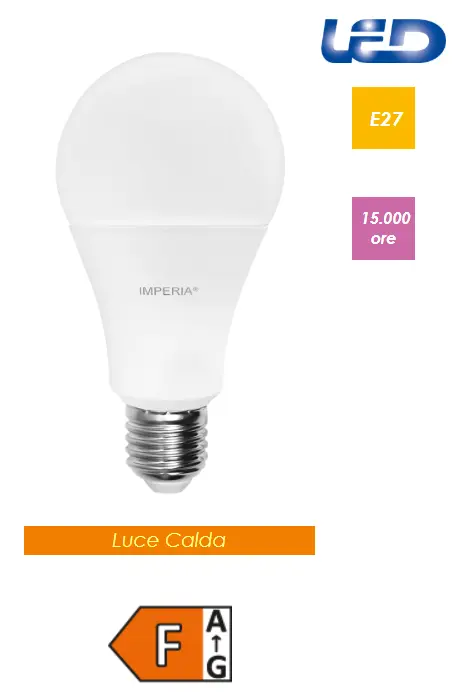 LAMPADINA LED GOCCIA IMPERIA OPALE A60 E27 19W 230V 3000K 15000H 212745