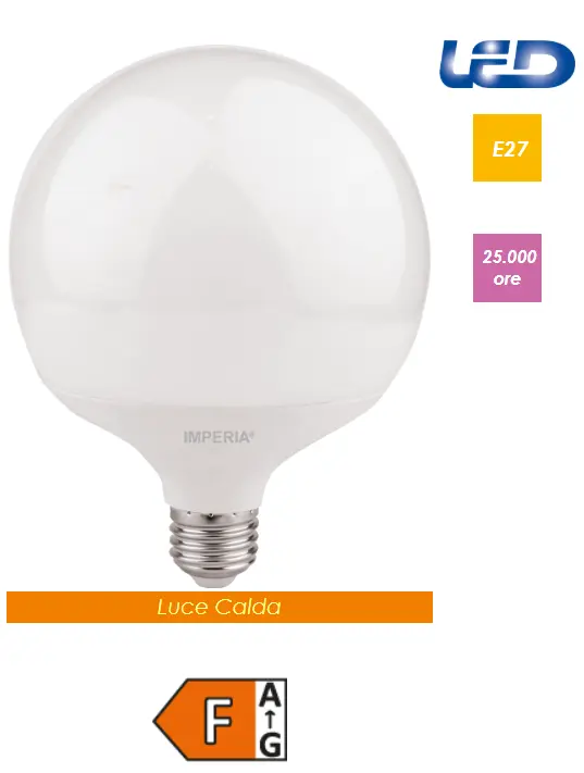 LAMPADINA LED MAXISFERA IMPERIA G120 E27 18W 230V OPALE 3000K 211557