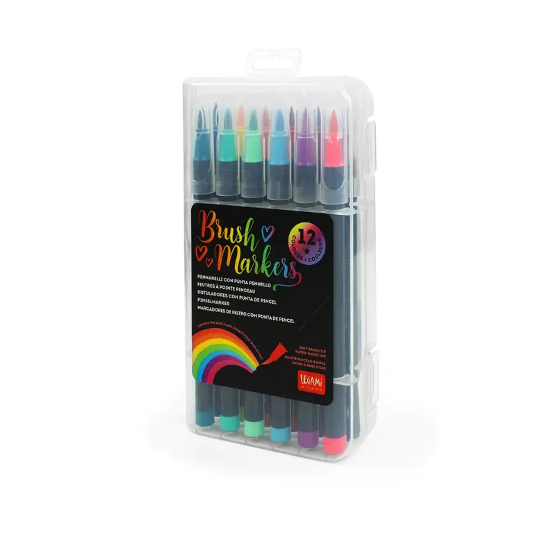 Legami Brush Markers Bright – Set di 12 pennarelli con punta pennello
