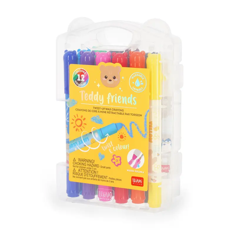 Legami Teddy Friends Set di 12 Pastelli a Cera Rotanti