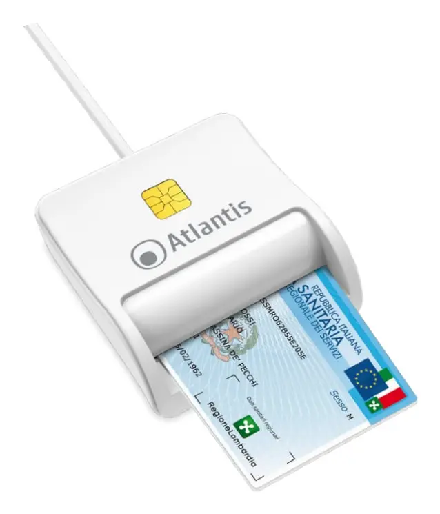LETTORE SMART CARD USB ATLANTIS P005-SMARTCRV-UW BIANCO