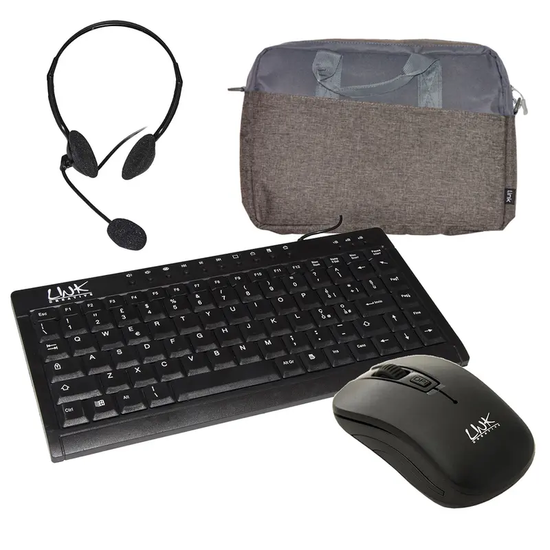 LINK BUNDLE BORSA LKEL01PB + MOUSE LKMOS02 + TASTIERA LKTAST04  + CUFFIA LKHS01