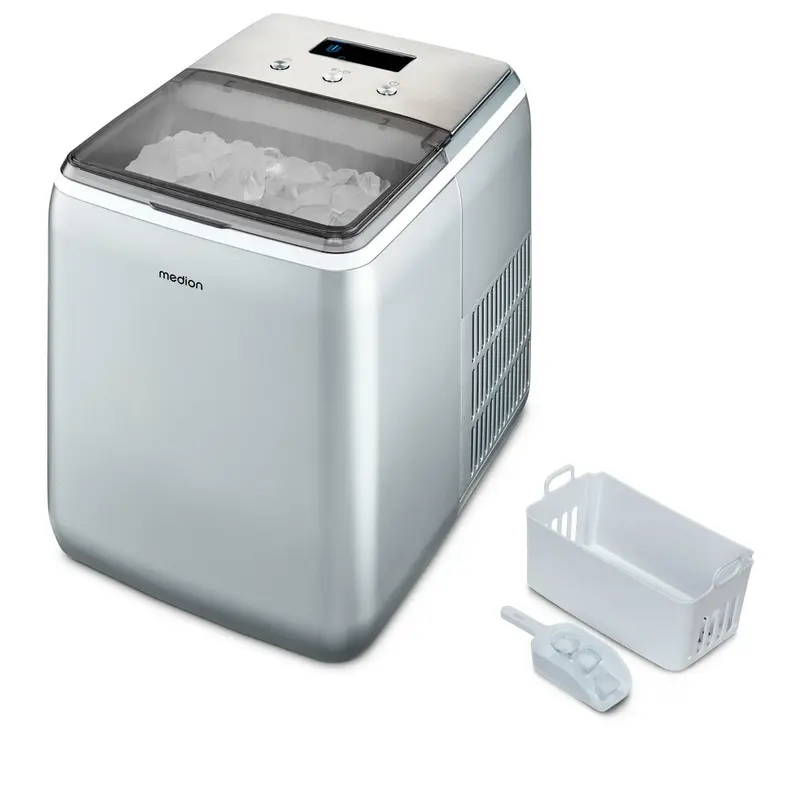 MEDION MD 11950 Macchina per la produzione di cubetti di ghiaccio integrata/indipendente 15 kg/24h Blu, Grigio, Metallico