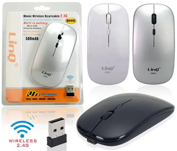 MOUSE WIRELESS + BT RICARICABILE 2.4G/BT SILVER PN