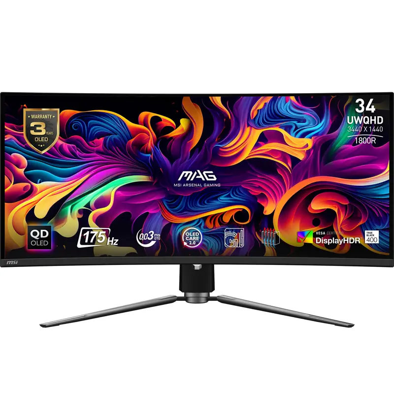 MSI MAG 341CQPDE QD-OLED Monitor PC 86,4 cm (34") 3440 x 1440 Pixel UltraWide Quad HD Nero