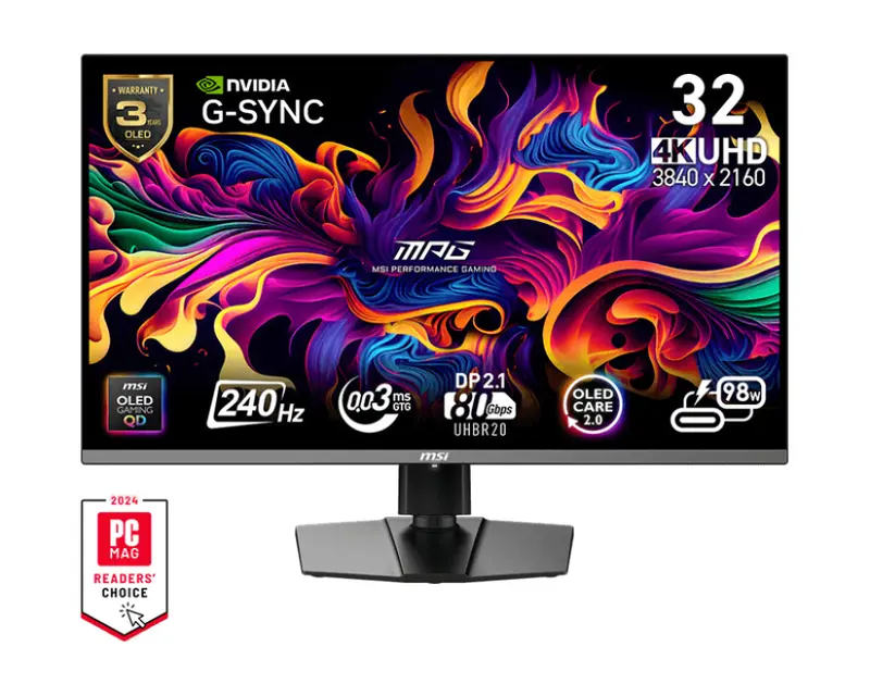 MSI MPG 322URX QD-OLED Monitor PC 80 cm (31.5") 3840 x 2160 Pixel 4K Ultra HD Nero