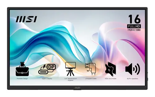 MSI PRO MP165DE E6 TV e monitor portatile Nero 39,6 cm (15.6") LED 1920 x 1080 Pixel