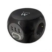 MULTIPRESA 3 POSTI CON 3 PORTE USB AC BLACK EW3938