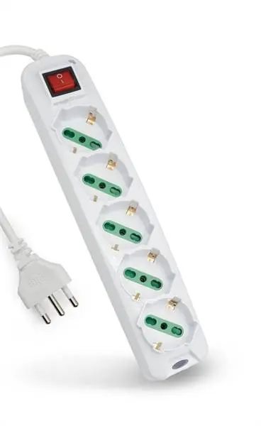 MULTIPRESA 5 POSTI 10/16A BIPASSO/SCHUKO CON INTERRUTTORE MP-3505