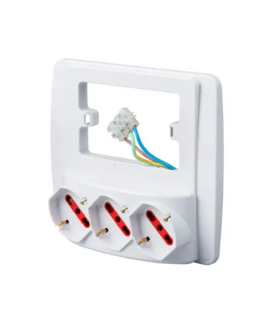 Multipresa da parete Rosi Emilia smart con 3 prese schuko bivalenti 10/16A bianca RS94132