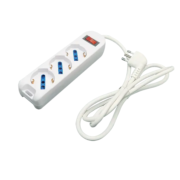 Multipresa Imperia  appendibile 3xP40 +INTERR+ PROTEZ. CAVO 1,5MT spina 10A 2500w  bianca interruttore   CAVO 1,5MT 900772