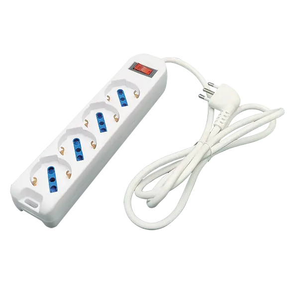 Multipresa Imperia appendibile 4xP40 +INTERR+ PROTEZ. CAVO 1,5MT spina 10A 2500w bianca interruttore CAVO 1,5MT 900253