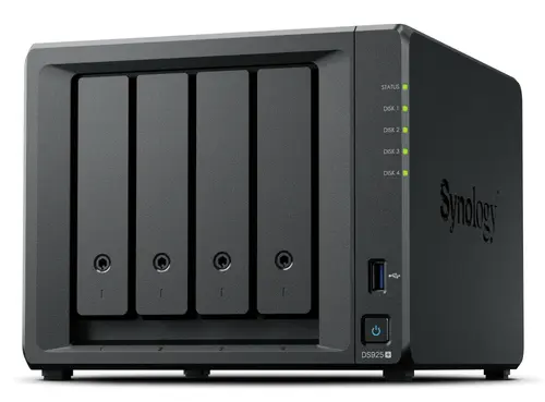 NAS SYNOLOGY DS925+ X 4HD/SSD 3.5"/2.5"SATA-NO HD-AMD RYZEN V1500B--DDR4 4GB-2P GIGA-2P USB-1P