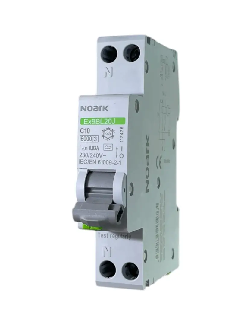 Noark Interruttore magnetotermico differenziale Ex9BL20J 1PN C10 30mA A TIPO A 30mA 6K 117476