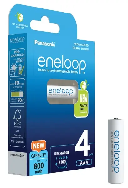 Panasonic eneloop AAA 800 mAh blister 4 pz.