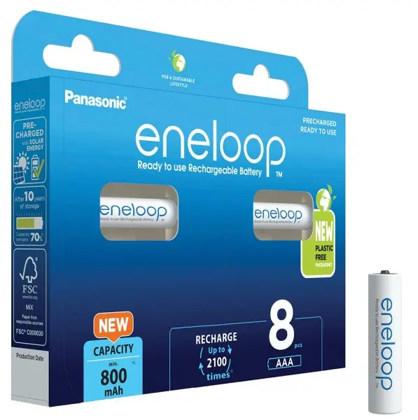 Panasonic eneloop AAA 800 mAh blister 8 pz.