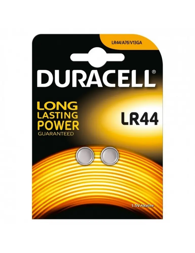 Pila alcaline bottone duracell 1,5 V formato LR44 blist. 2 pz.