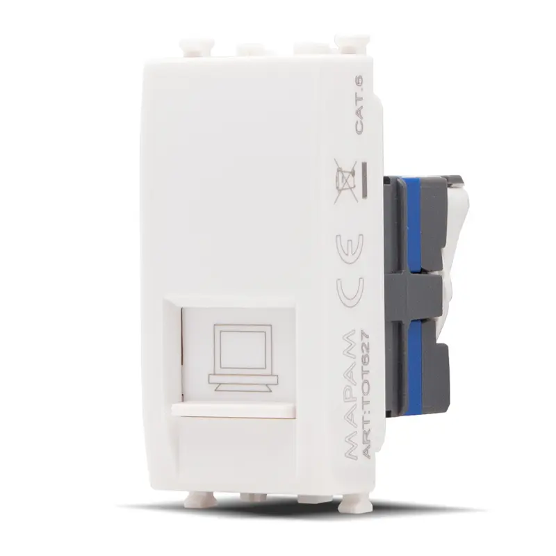 Presa RJ45 CAY6 GEM Bianco compatibile con Vimar Plana MAPAM F627BI