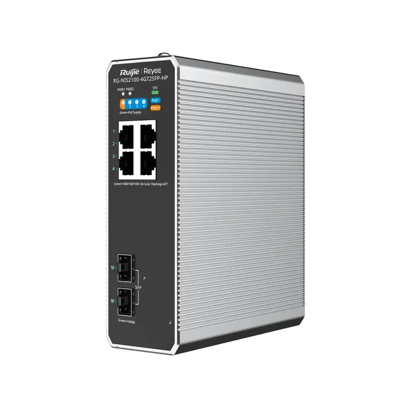REYEE CLOUD INDUSTRIAL SWITCH L2 FULL MANAGED IP40, 4XRJ45 GIGABIT, 2XSFP, 3 P. POE+ E 1 P. POE++