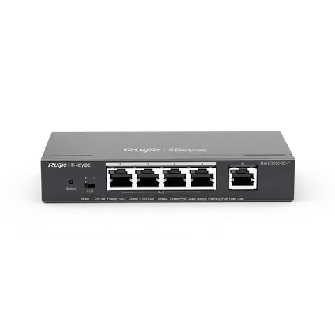 REYEE SMART SWITCH POE GIGABIT 5 P., 4 P. POE/POE+, POE POWER BUDGET 54W (CHASSIS METALLICO DESKTOP)