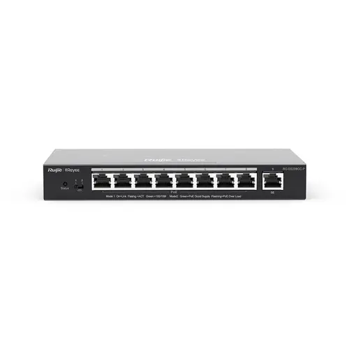 REYEE SMART SWITCH POE GIGABIT 9 P., 8 P. POE/POE+, POE POWER BUDGET 120W CHASSIS METALLICO DESKTOP