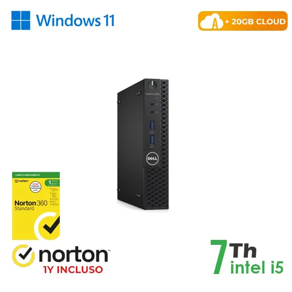 RINOVO Mini PC DELL REFURBISHED Optiplex 3050- Warranty+NORTON 5050M i5-7X00 256GB DDR4 8GB SSD A 1Y