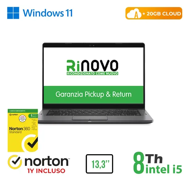 RINOVO NB DELL Latitude 5300 i5-8X00/DDR4 16GB SSD 256GB 13.3" W11P CLOUD20GB Grade A 1Y Warranty 3