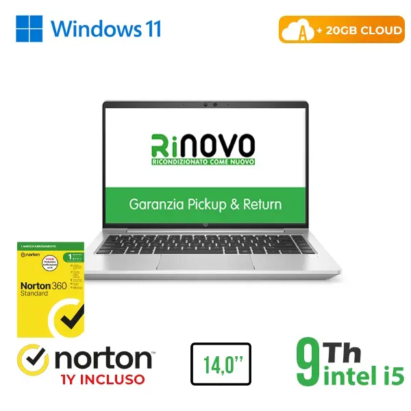 RINOVO NB HP 840 G6 i5-8X00U DDR4 8GB SSD 256GB 14" CLOUD20GB W11P Grade A 1Y Warranty 3 Mesi Batter