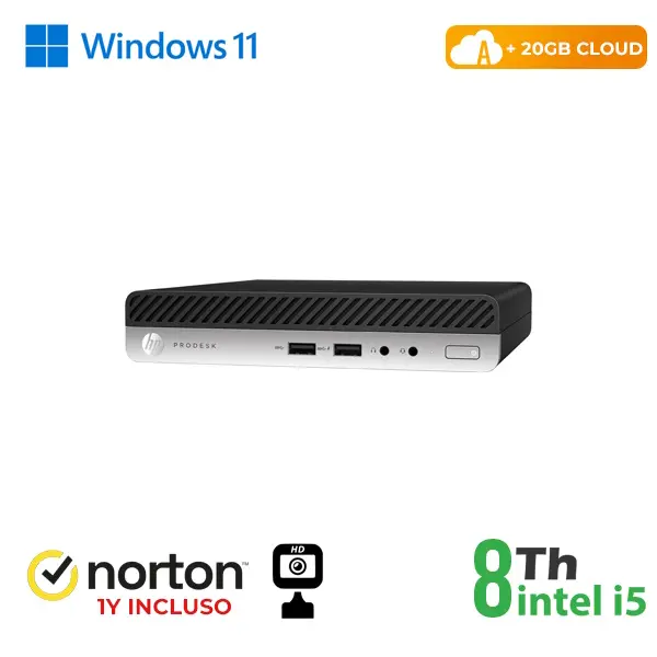 RINOVO ULTRA MINI PC DM HP 400 G4 i5-8X00T SODDR4 8GB SSD 256GB W11P CLOUD20GB GRADE A 1Y + NORTON +