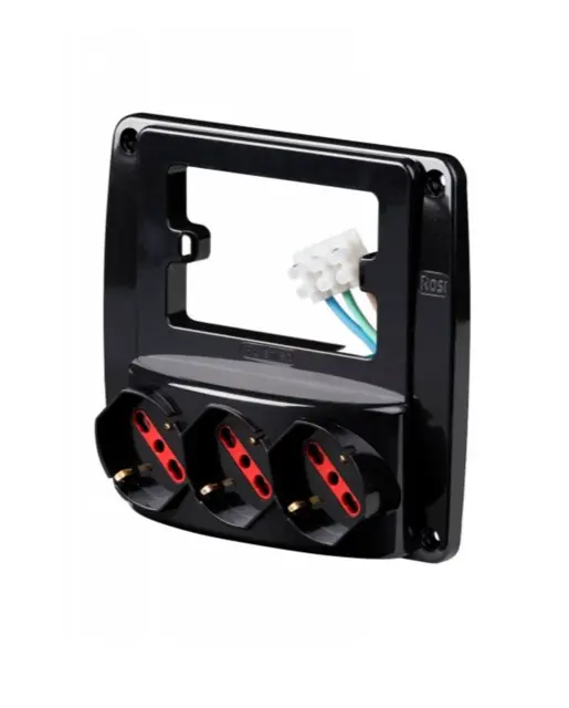 Rosi Multipresa da parte Emilia smart con 3 prese schuko bivalenti 10/16A NERA RS94133