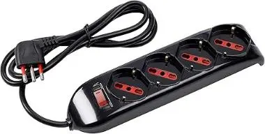 ROSI Multipresa serie Emilia spina 10A, NERA 4 prese schuko biv. 10/16A RS94073T