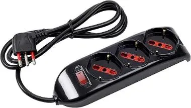 ROSI Multipresa serie Emilia spina 10A, Nero, 3 prese schuko biv. 10/16A RS94002T