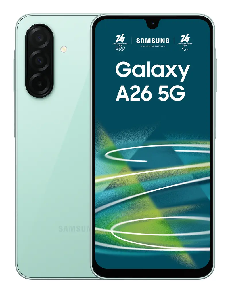 Samsung Galaxy A26 5G, Smartphone con Funzioni intelligenti, Display Super AMOLED 6.7”, 6GB RAM, 128GB, Batteria 5.000 mAh, memoria espandibile, Mint