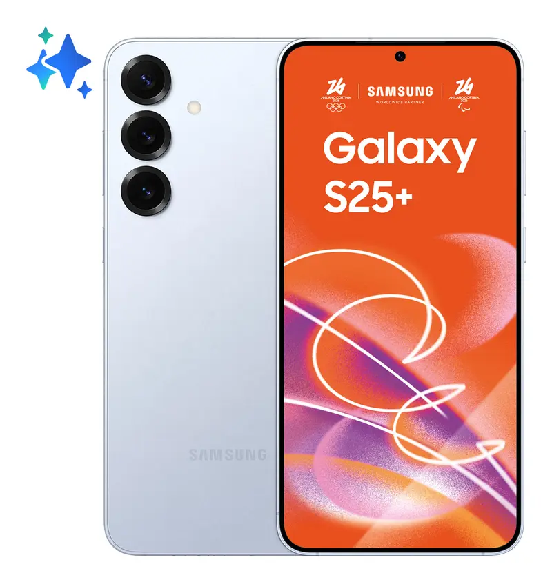 Samsung Galaxy S25+ Smartphone AI, Display 6.7'' QHD+ Dynamic AMOLED 2X, Fotocamera 50MP, RAM 12GB, 256GB, 4.900 mAh, Icyblue
