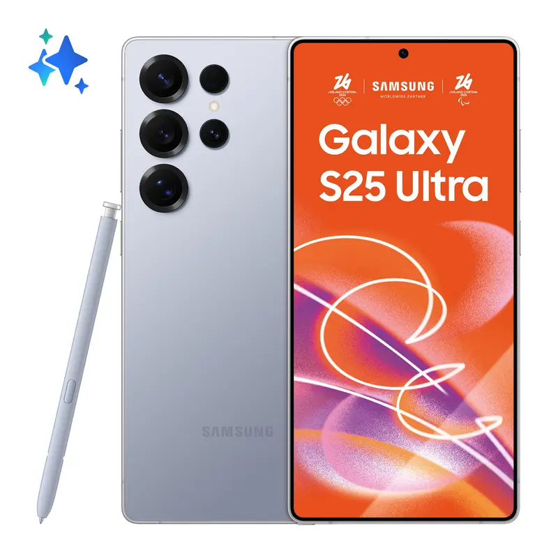 Samsung Galaxy S25 Ultra Smartphone AI, Display 6.9'' QHD+ Dynamic AMOLED 2X, Fotocamera 200MP, RAM 12GB, 512GB, 5.000 mAh, Titanium Silverblue
