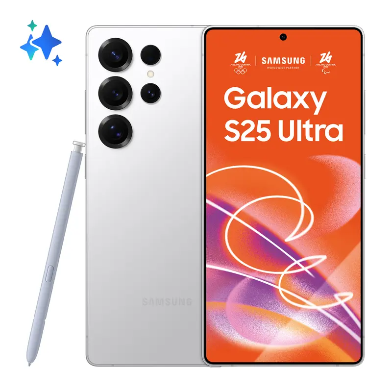 Samsung Galaxy S25 Ultra Smartphone AI, Display 6.9'' QHD+ Dynamic AMOLED 2X, Fotocamera 200MP, RAM 12GB, 512GB, 5.000 mAh, Titanium Whitesilver