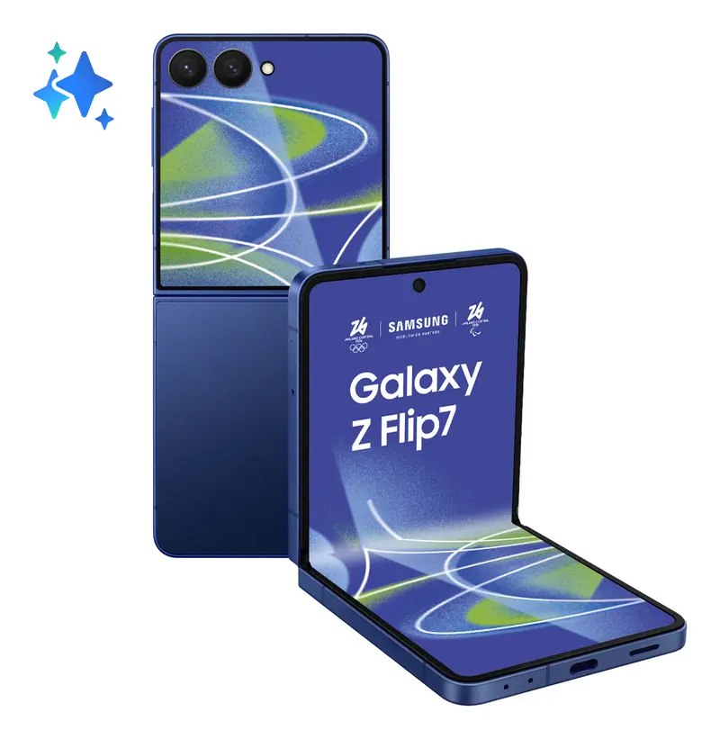 Samsung Galaxy Z Flip7 Smartphone AI, RAM 12GB, 512GB, Display 4,1" Super AMOLED/6,9" Dynamic AMOLED 2X, Fotocamera 50MP, Blue Shadow