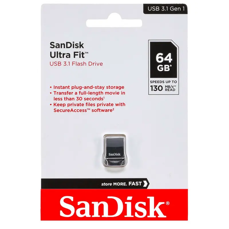Sandisk chiavetta USB cruzer ultra fit 64 GB USB 3.1