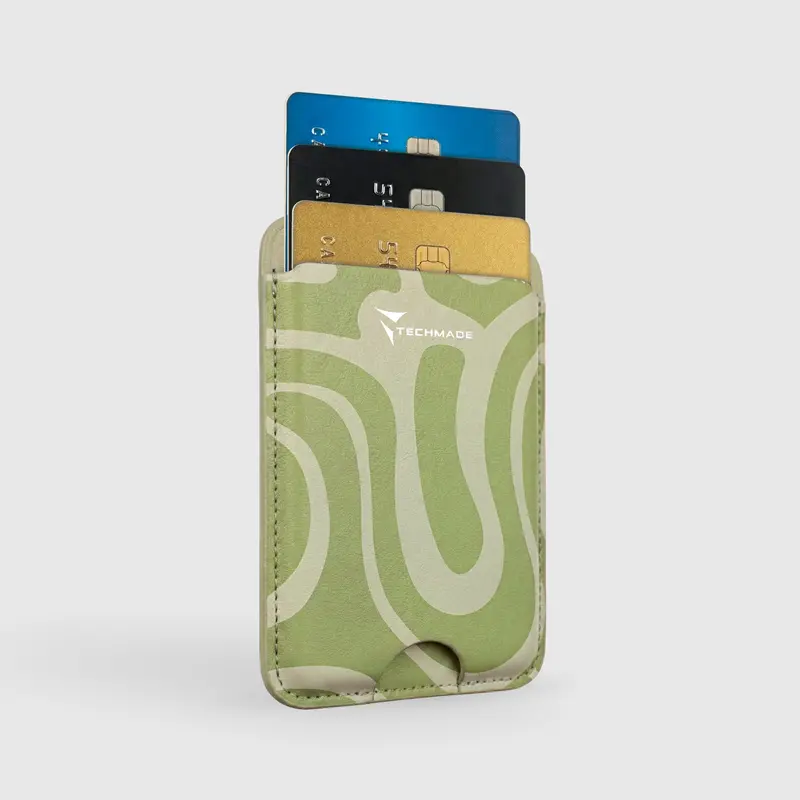 Slim Wallet compatibile MagSafe - Fino a 3 carte, con Anello adattatore (Pattern Liquid)