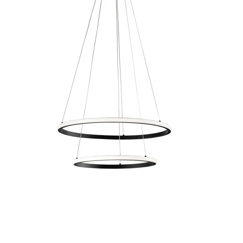 Sospensione Led Axis con doppio diffusore nero in silicone 40cm. 60cm. CCT LED-AXIS-S6040-SPI-NER